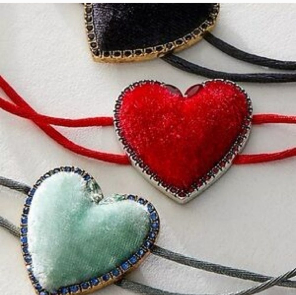 NWT, Free People, Velvet Heart Choker, Aqua -NEW! - Picture 3 of 6